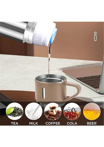 Paslanmaz Çelik Termos 500ML 3 Bardaklı A+ Kalite Kahve Çay Termosu Hediye Çantalı modelleri