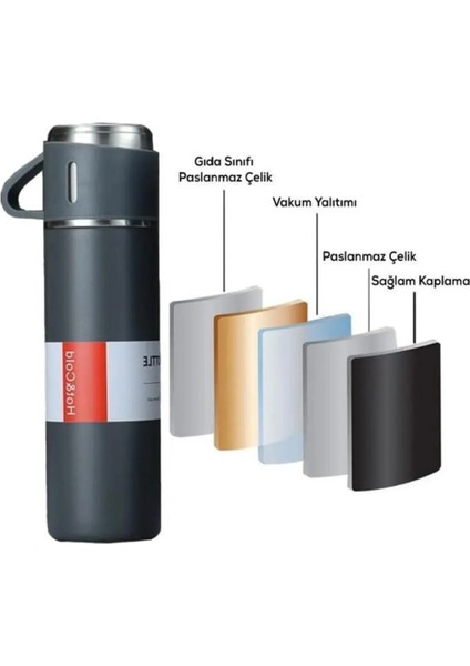 3 Bardaklı Taraftar Termos 24 Saat Sıcak ve Soğuk Korumalı 1 L Içecek Paslanmaz Çelik Sarı 24 Saat K fiyatları