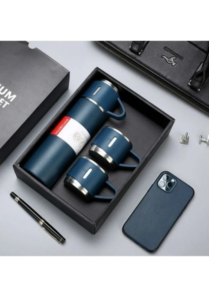 500ML Termos Bardak 3'lü Set Premium A+ Kalite Paslanmaz Çelik Termos Hediye Çantalı