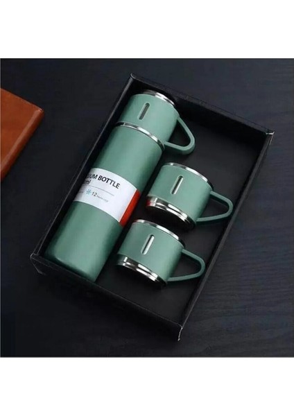 Paslanmaz Çelik Termos 500ML 3 Bardaklı Premium Kahve Termosu Çay Termosu Hediye Çantalı modelleri