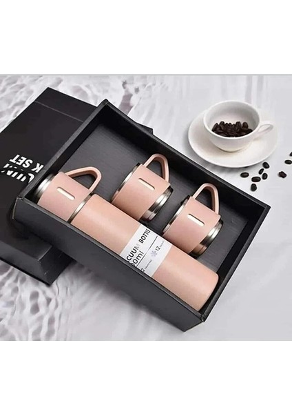 Vacuum Termos Paslanmaz Çelik 500 ml Sıcak-Soğuk Termos Seti 3 Bardaklı 0,50 L Içecek Paslanmaz Çeli fırsatları