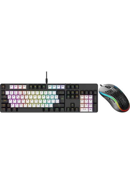 Gaming-Oyuncu Klavye Mouse Set / Mekanik Blue Switch Full Size / 7200DPI Gaming Mouse Bundle Paket