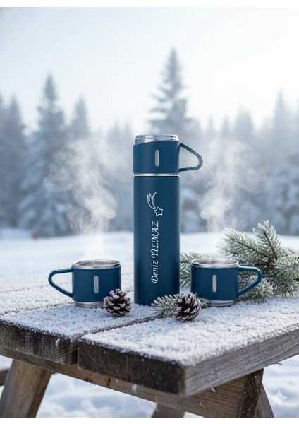 500ML Termos Bardak 3'lü Set Premium A+ Kalite Paslanmaz Çelik Termos Hediye Çantalı