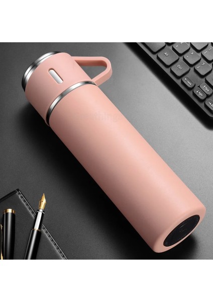 500 ml Termos Seti 3 Bardaklı A+ Kalite Paslanmaz Çelik Kahve Çay Termosu Hediye Çantalı