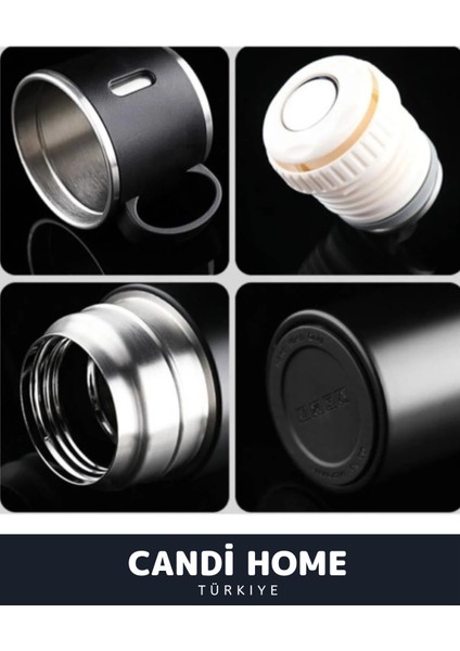 Çantalı 500ML 3 Adet Bardaklı Çelik Termos Seti (K0) 0,50 L Çelik Çok Renkli