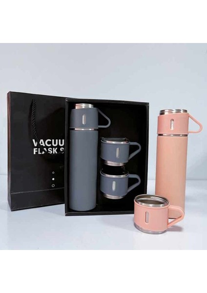 Paslanmaz Çelik Termos 3 Bardaklı Termos Seti 1 L Içecek Sac Gri 12 Saat fırsatları
