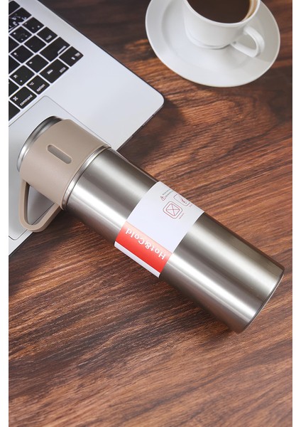 Siyah Termos 3 Bardaklı 0,50 L Paslanmaz Çelik Siyah 12 Saat fiyatları