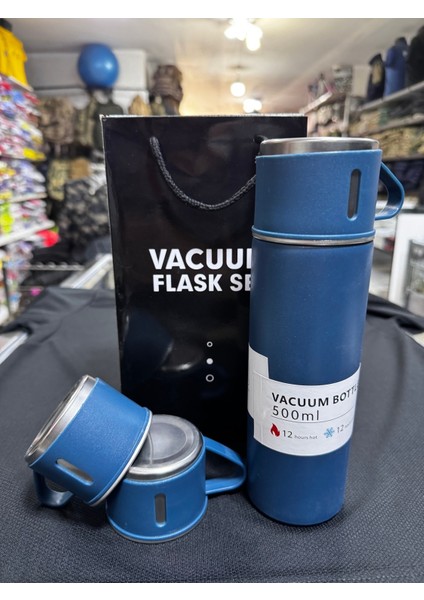 Erkek Termos 500ML 3 Bardaklı A+ Kalite Paslanmaz Çelik Kahve Termosu Hediye Çantalı fiyatları