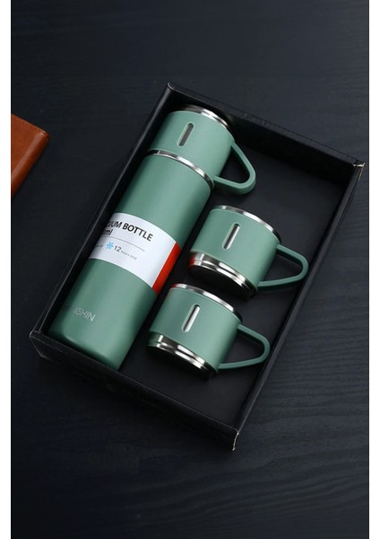 Küçük Termos 500ML 3 Bardaklı A+ Kalite Paslanmaz Çelik Kahve Termosu Çantalı Hediye fiyatları