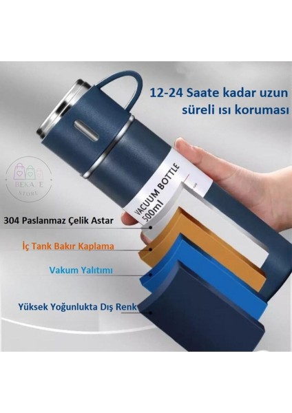3 Bardaklı Termos 500ML Sıcak Tutan Paslanmaz Çelik Kahve Çay Termosu Çantalı Hediye fırsatları