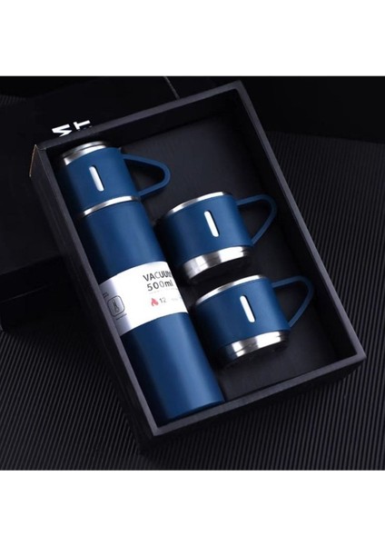 3 Bardaklı Termos 500ML Sıcak Tutan Paslanmaz Çelik Kahve Çay Termosu Çantalı Hediye