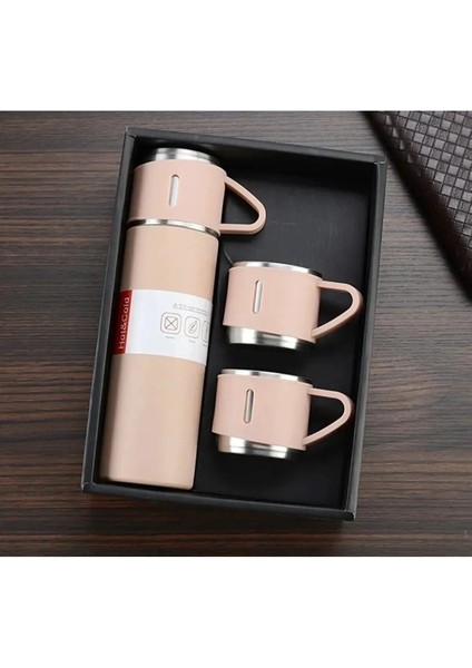 Sıcak Tutan Termos 500ML A+ Kalite 3 Bardaklı Çelik Termos Seti Kahve Termosu Hediye Çantalı indirimleri