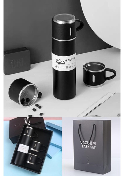 3 Bardaklı Termos ile Şıklığı Pratikliği Bir Arada Yaşayın Uzun Süre Sıcak/ Soğuk Koruma Taşınabilir