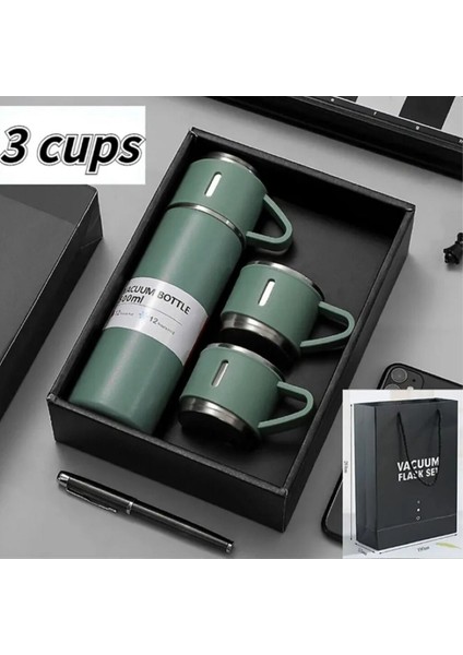 Sıcak Su Termosu 500ML 3 Bardaklı Set A+ Kalite Çelik Kahve Termosu Çantalı Hediye fiyatları