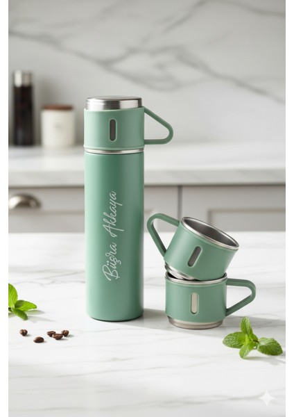 500ML Termos Bardak 3'lü Set Premium A+ Kalite Paslanmaz Çelik Termos Çantalı Hediye