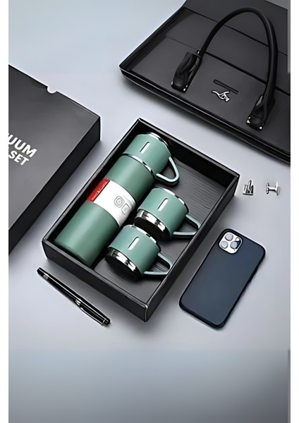 500ML Termos Bardak 3'lü Set Premium A+ Kalite Paslanmaz Çelik Termos Çantalı Hediye fiyatları