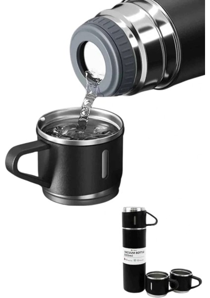 3 Bardaklı Termos 500ML Premium Kalite Paslanmaz Çelik Kahve Çay Termosu Hediye Çantalı indirimleri