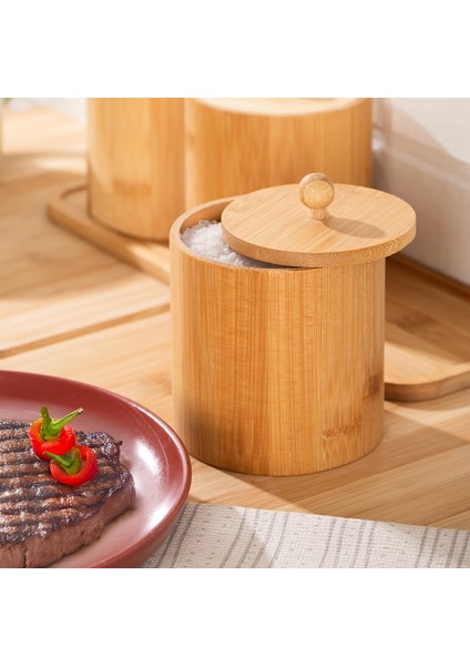 PBT-604 Bambu Çok Amaçlı Standlı Saklama Kabı Organizer 4 Parça Baharat Seti modelleri