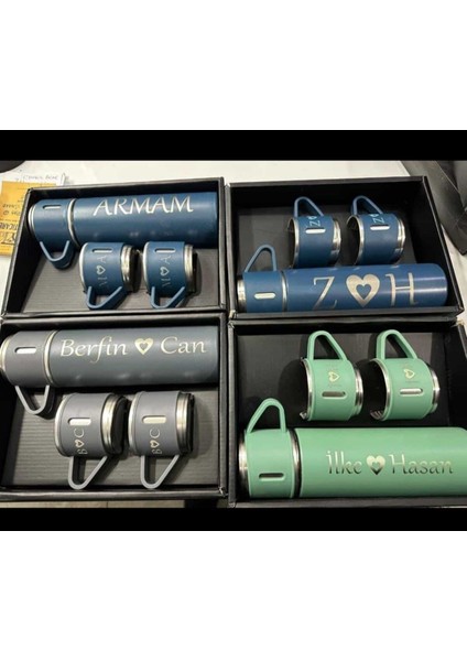 Szm Paslanmaz Çelik 3 Bardaklı Termos Set 500 ml Paslanmaz Çelik Siyah fırsatları