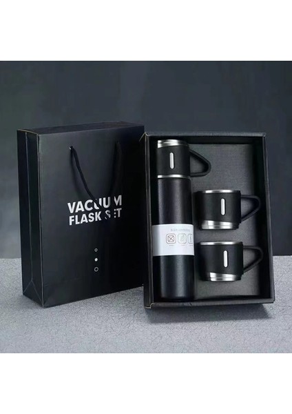 Paslanmaz Çelik Termos 3 Bardaklı Termos Seti Vakumlu Termos Set Çanta Hediyeli Içecek 500 ml Paslan modelleri