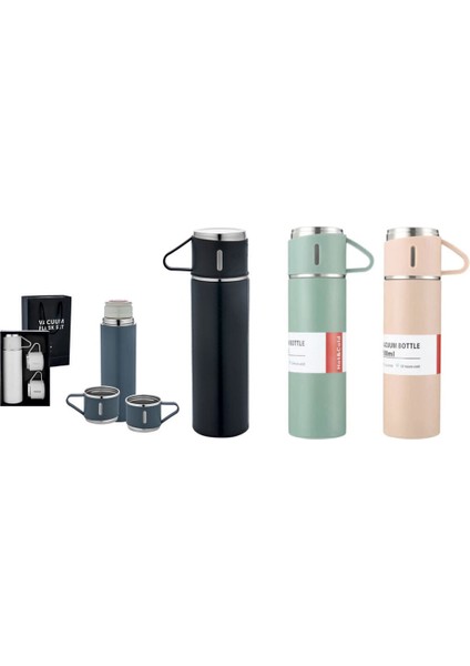 Paslanmaz Çelik 3 Bardaklı Vakumlu Termos Set 500 Ml, 12 Saate Kadar Isı Koruma Içecek 500 ml Paslan fiyatları