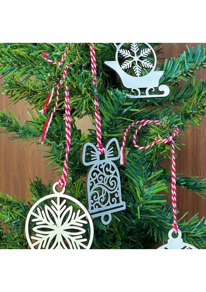 Buffer® 10 Parça Kırmızı Beyaz Ipli Karışık Model Ahşap Yılbaşı Ağaç Süsü fırsatları