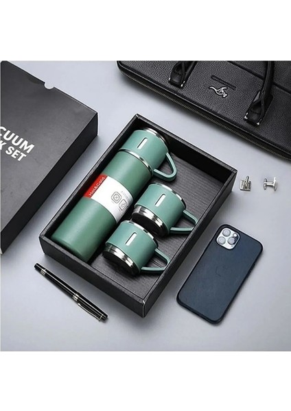 Çelik Termos Çay Termosu 500ML 3 Bardaklı Set Premium A+ Kalite Kahve Termosu Çanta Hediye fiyatları