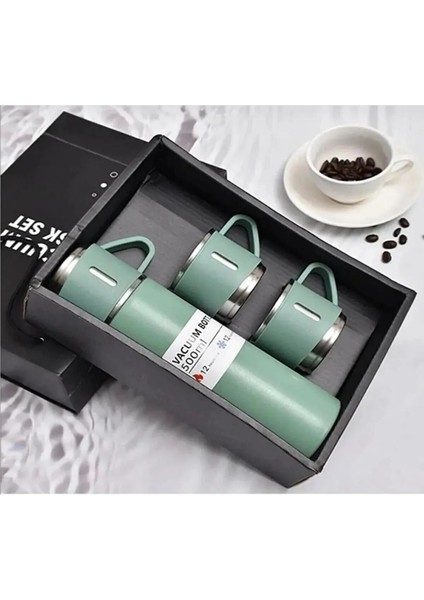 Çelik Termos Çay Termosu 500ML 3 Bardaklı Set Premium A+ Kalite Kahve Termosu Çanta Hediye modelleri