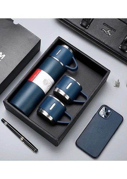 3 Bardaklı Paslanmaz Çelik Termos 500ML Premium A+ Kalite Kahve Termosu Hediye Çantalı modelleri