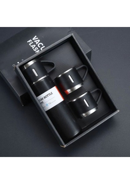 Gri Termos 3 Bardaklı 0,50 L Paslanmaz Çelik Mavi 12 Saat indirimleri