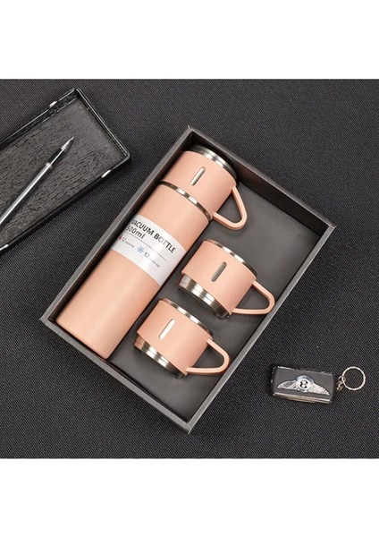 3 Bardaklı Çelik Termos >550 ml Içecek Paslanmaz Çelik Gri 12 Saat