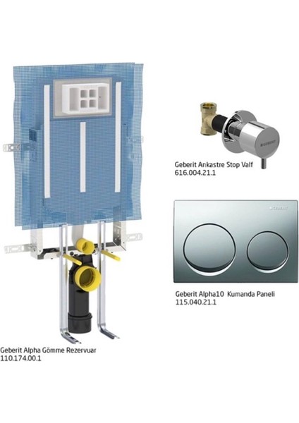 Alpha 8 cm Gömme Rezervuar + P.krom Buton + Ara Kesme Valf 3 Parça Set fiyatları