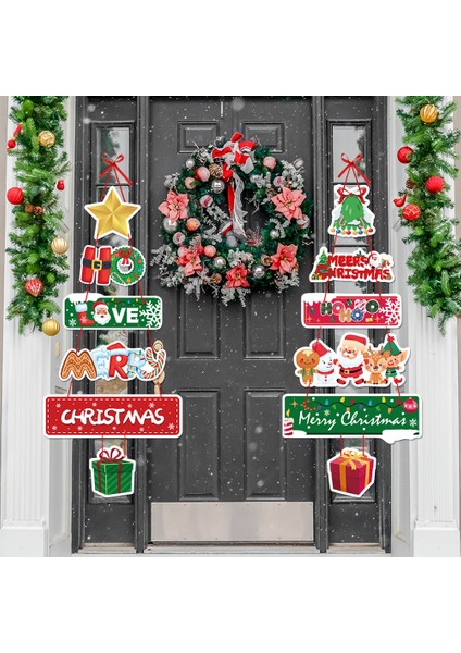Yeni Noel Partisi Dekorasyon Kapı Asma Bunting Noel Askıları Atmosfer Dekorasyon Askıları (Yurt Dışından) modelleri