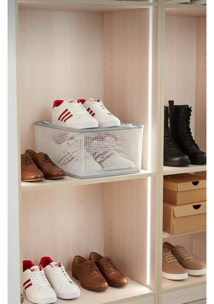 1 Adet Şeffaf Çelik Çerçeveli Fermuarlı Saklama Kutusu 45X30X20 cm Organizer