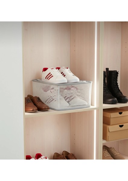 1 Adet Şeffaf Çelik Çerçeveli Fermuarlı Saklama Kutusu 45X30X20 cm Organizer