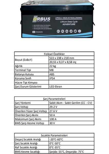 25.6V 100AH Solar&marin Lifepo4 Lityum Akü modelleri