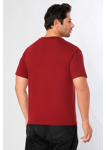 Erkek Oversize Bisiklet Yaka Tişört %100 Pamuk Rahat Kalıp Tedy Ayıcık Detaylı - Günlük Basic Tshirt fırsatları