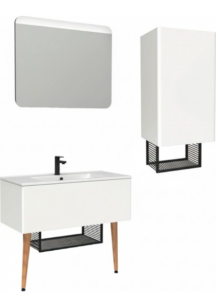 Zeon 100 cm Lavabo Dolabı Beyaz ve LED Ayna fiyatları