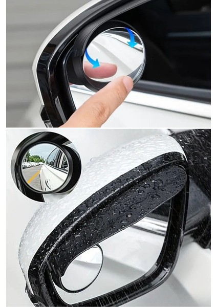 Buffer® 2 Adet Kendinden Aynalı Karbon Fiber Görünümlü Araba Yan Ayna Yağmur Koruyucuları Yağmur & Kar Kalkanı Visörler