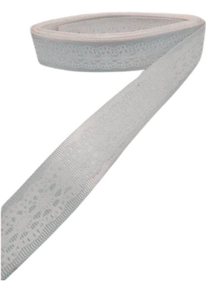 Tafta Dantel Görünümlü Kurdele Gri 25 mm 5 Metre