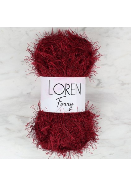 Loren Furry Bordo El Örgü Ipi - RF026 - 34054