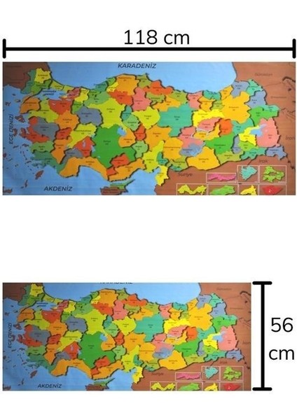 Buffer® Renkli Türkiye Haritası Manyetik Yapıştırıcı Gerektirmeyen Duvar Stickerı 118 cm * 56 cm