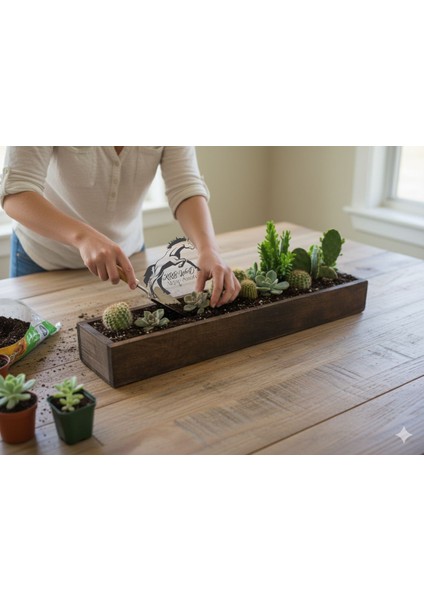 Ahşap Saksı Çiçek ve Sukulent Kaktüs Saksısı Ince Uzun Saksı modelleri