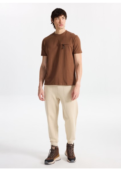 D5WM-TST3860 Açık Kahve Bisiklet Yaka Relaxed Baskılı Erkek T-Shirt fiyatları