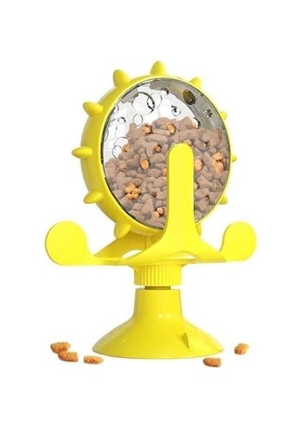 Buffer® Vantuzlu Zilli Interaktif Dönebilen Mama Kaplı Renkli Eğlenceli Eğitici Kedi Oyuncağı