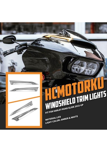 Yol Glide Modelleri Için Ön Cam Trim Işıkları, Ön Cam Kaplaması, LED Dönüş Sinyalleri, Sürüş Işığı - Gümüş ve Siyah (Yurt Dışından) modelleri