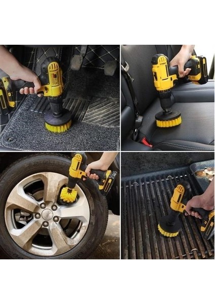 Buffer® 3lü Matkap Ucu Banyo Küvet Duşakabin Araba Tekerliği Koltuk Yıkama Temizleme Fırçası Seti indirimleri