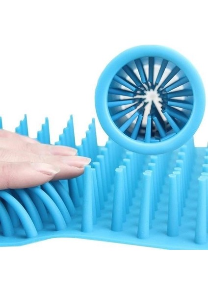 Buffer® Silikon Jel Fırçalı Kedi Köpek Pati Ayak Yıkama Temizleme Kovası (Küçük)