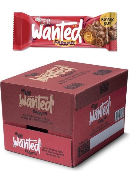 Wanted Buğday Gevrekli Karamelli Bar 32 G x 24 Adet fiyatları