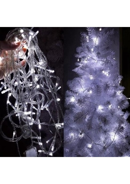 Buffer® 100 Ledli 8 Fonksiyonlu 10 Metre LED Aydınlatma Dekor Lambası (Beyaz)